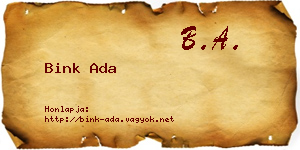 Bink Ada névjegykártya